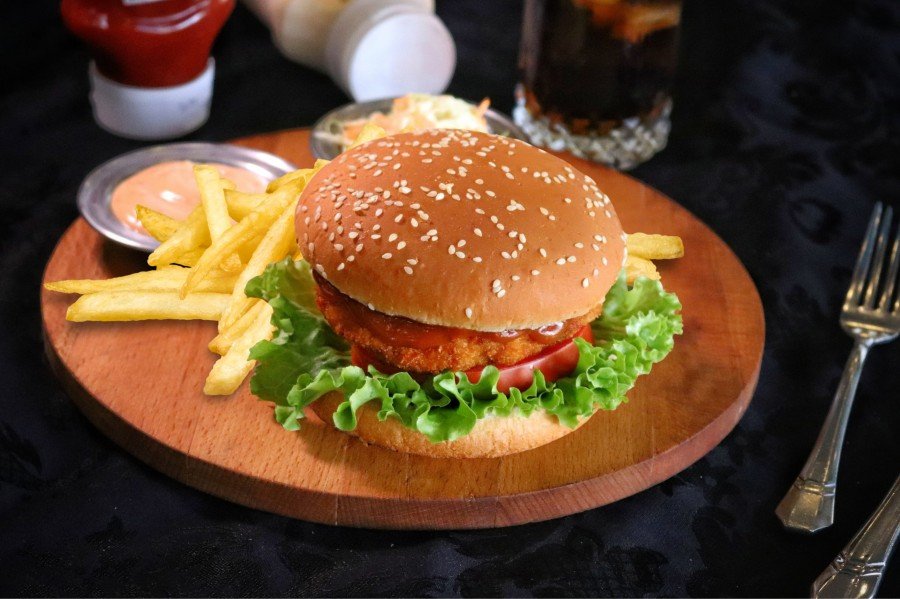 BBQ chicken beef burger